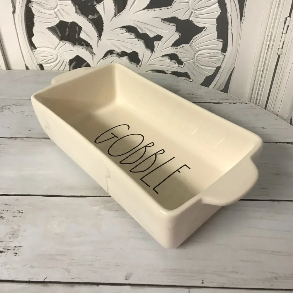 Rae Dunn Ceramic Bread Pan Baking Dish “Gobble”, Fall Kitchen, Thanksgiving